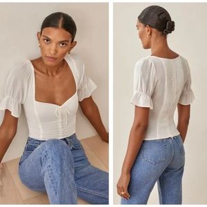 REFORMATION Delevan Top in Cream, Size 8 New W/O Tags